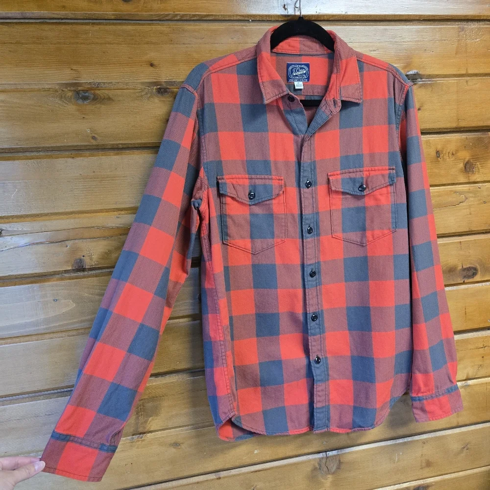 J. Crew Sportsmen's Outfitter Buffalo Plaid Herringbone Twill Button Up Size M - Picture 2 of 8